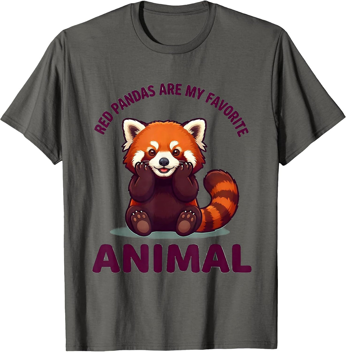 Red Pandas Are My Favorite Animal Cute Kawaii Animal Lover T-Shirt - Asphalt Grey