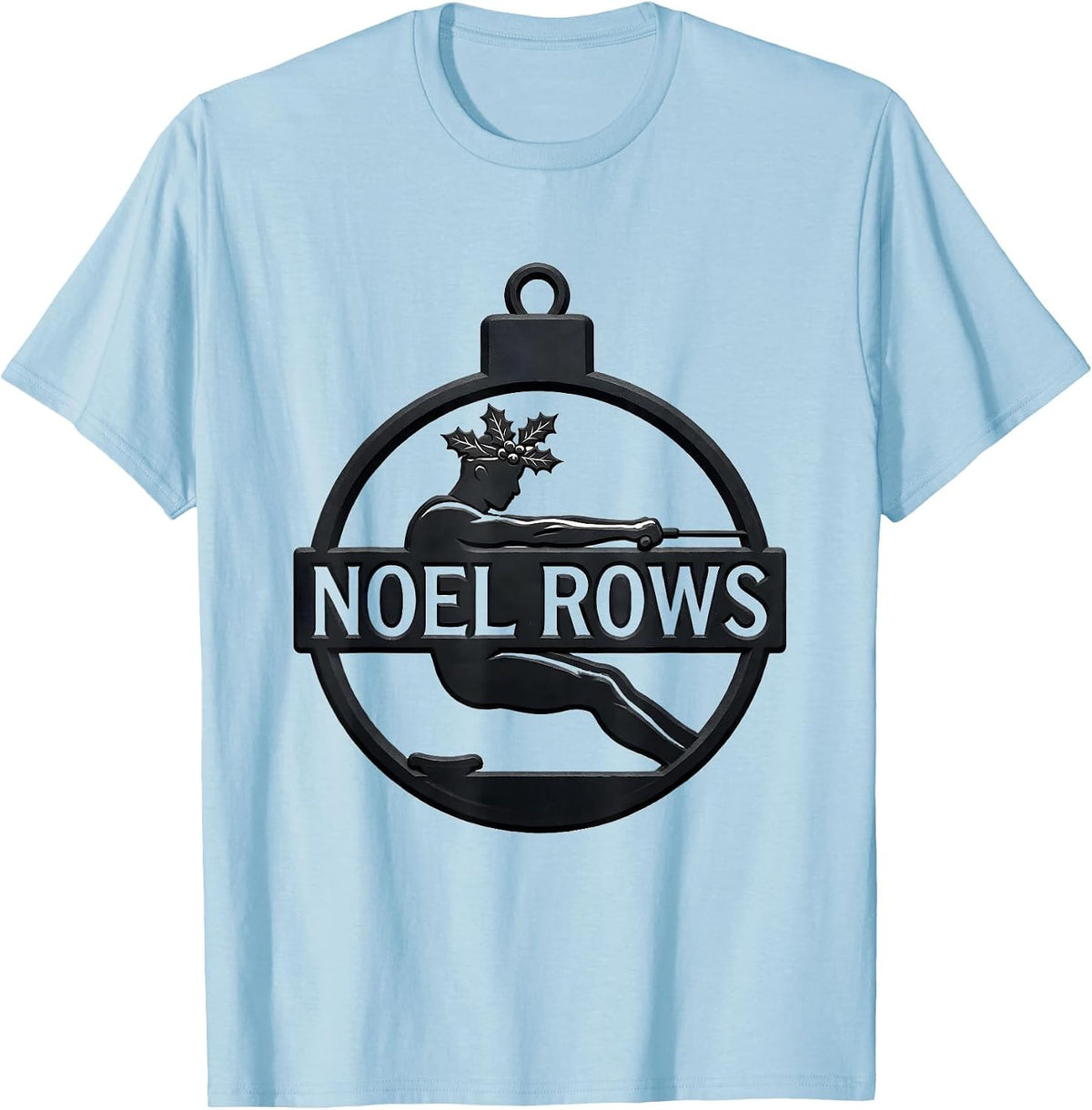 Men's Noel Rows Funny Christmas Gym Bodybuilder Weightlifting T-Shirt - Baby Blue