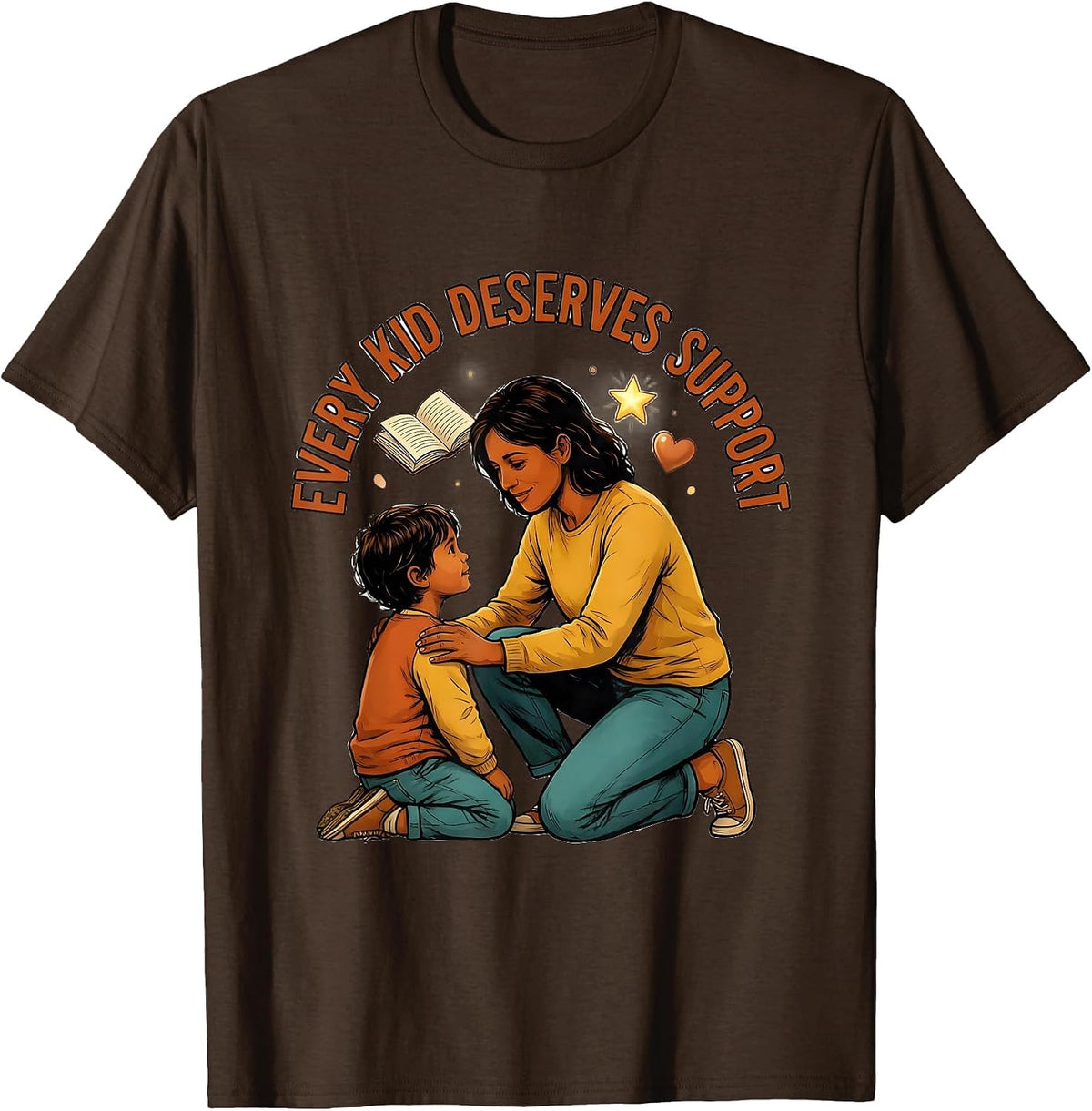Every Kid Deserves Support School Counselor Design T-Shirt - Brown