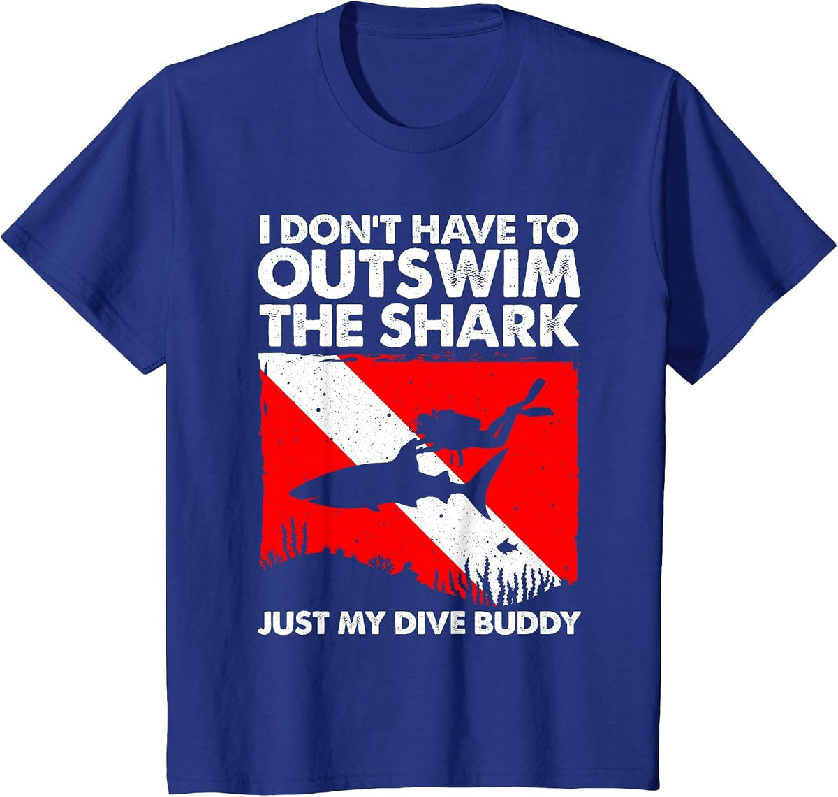 Funny Scuba Diving Design for Men Women Shark Diving Buddy T-Shirt - Royal Blue
