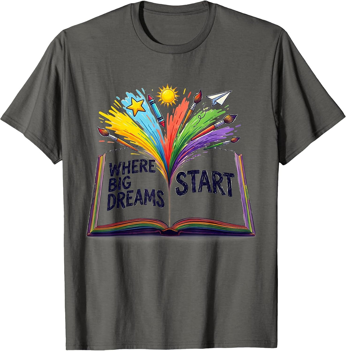 Men's Where Big Dreams Start Preschool Teacher Design T-Shirt - Asphalt Grey