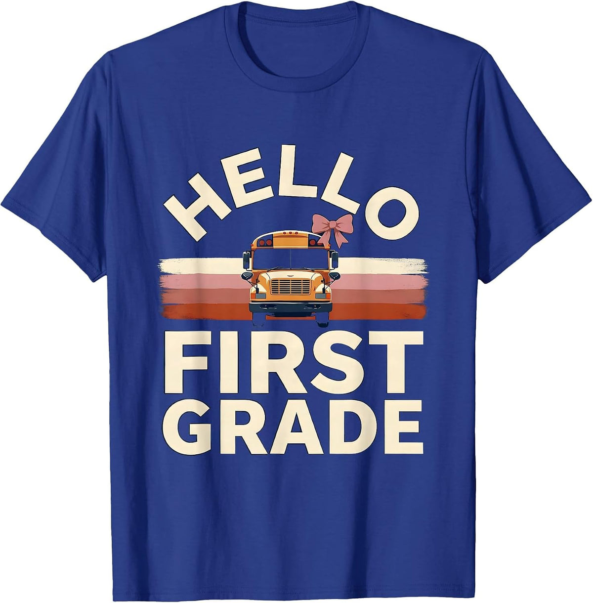 Hello First Grade Cute Bow Back to School Girls First Day T-Shirt - Royal Blue