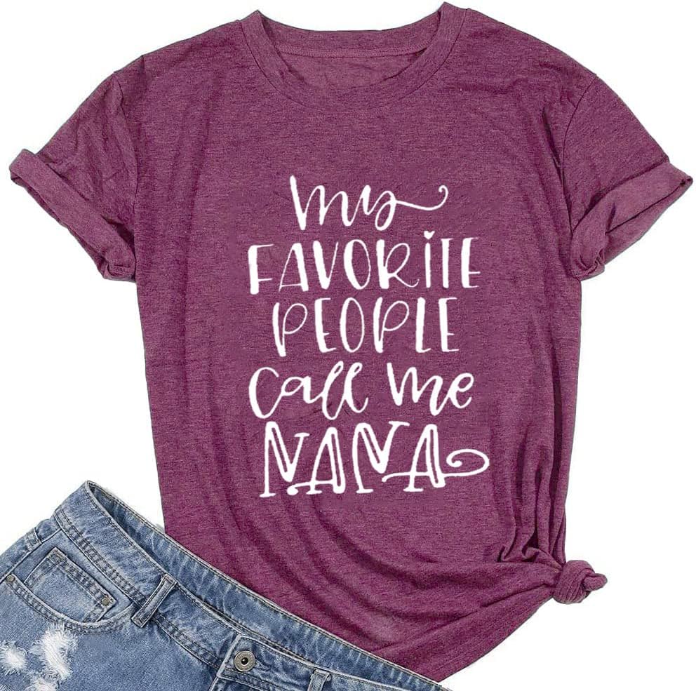 My Favorite People Call Me Nana T Shirts for Women Grandma Graphic Tee - Purple