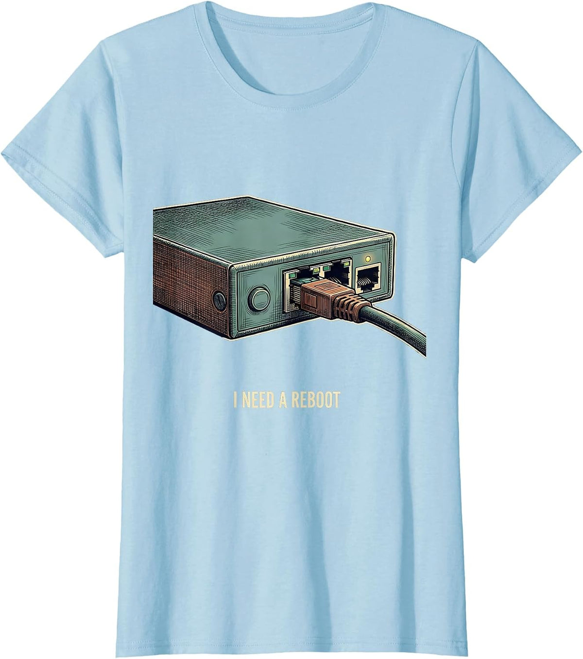 Women's I NEED A REBOOT Vintage Sarcastic Skilled Trades Tech Worker T-Shirt - Baby Blue