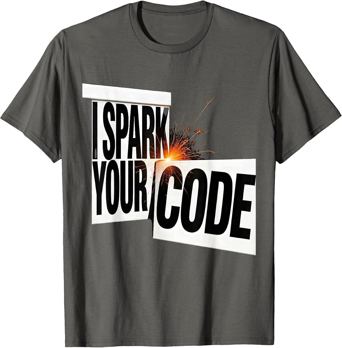 I Spark Your Code Funny Couples Halloween Matching T-Shirt - Asphalt Grey
