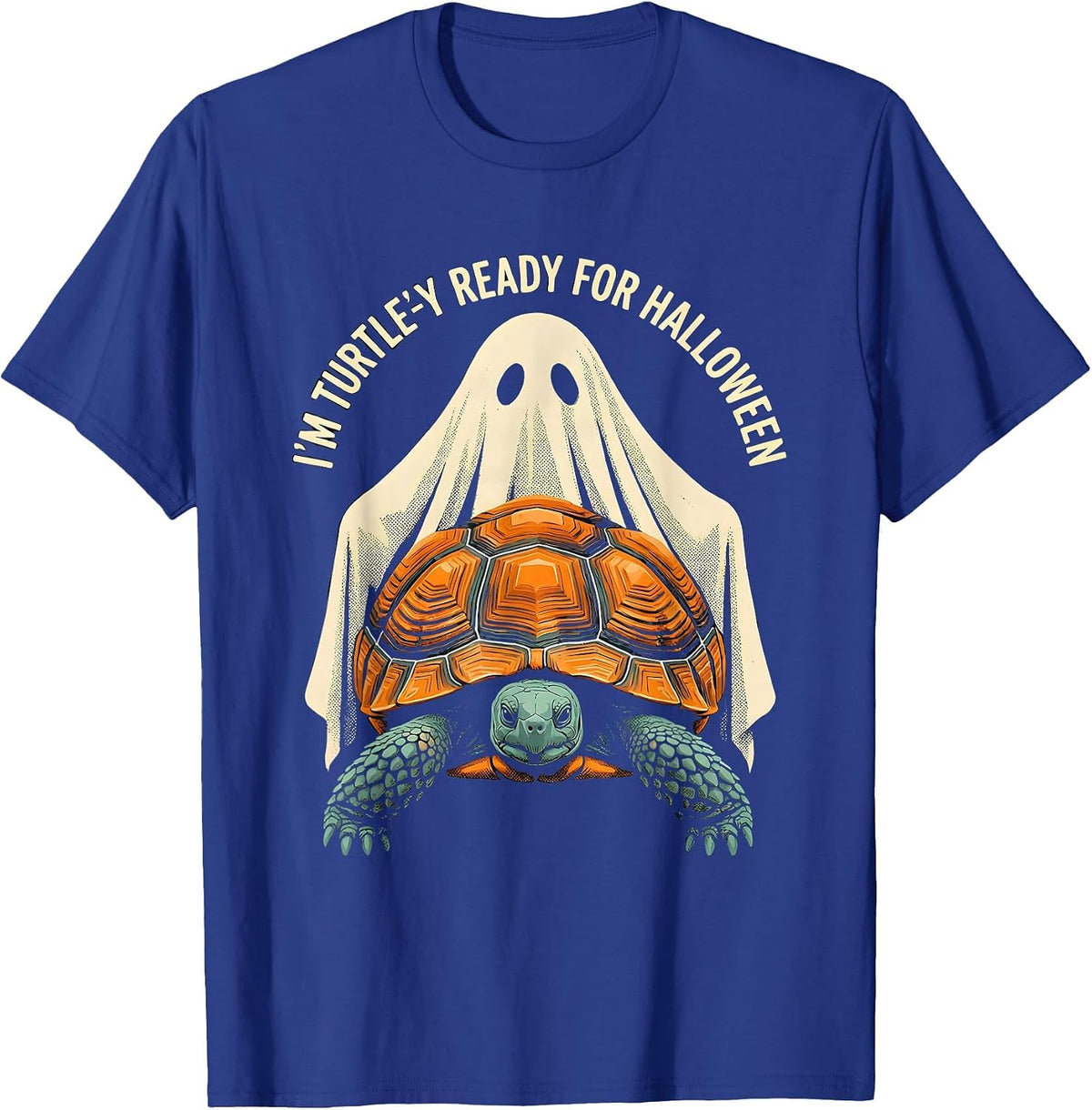 I'm Turtle-y Ready for Halloween Whimsical Turtle Ghost T-Shirt - Royal Blue