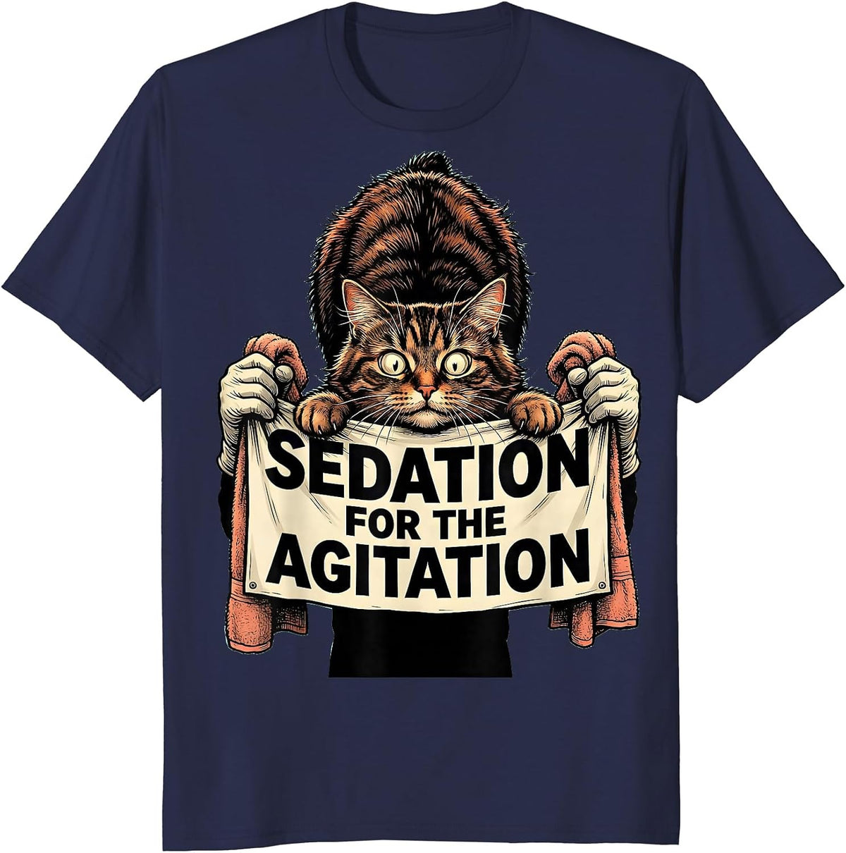Sedation For The Agitation Funny Vet Tech Veterinary Clinic T-Shirt - Navy Blue