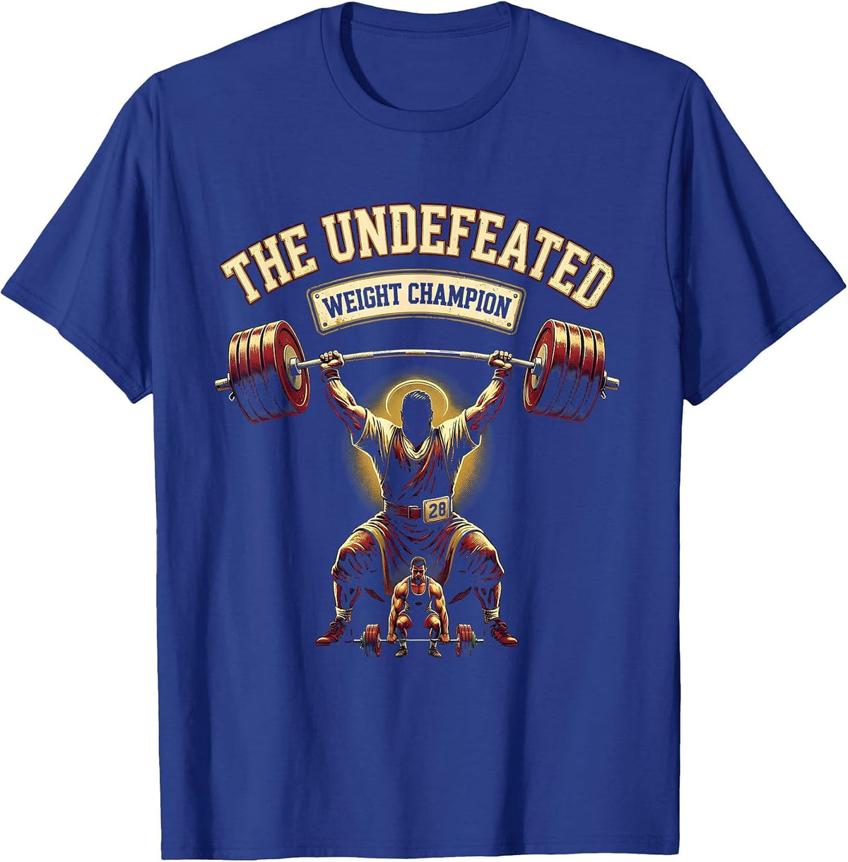 Men's The Undefeated Weight Champion Christian Gym Faith Workout T-Shirt - Royal Blue