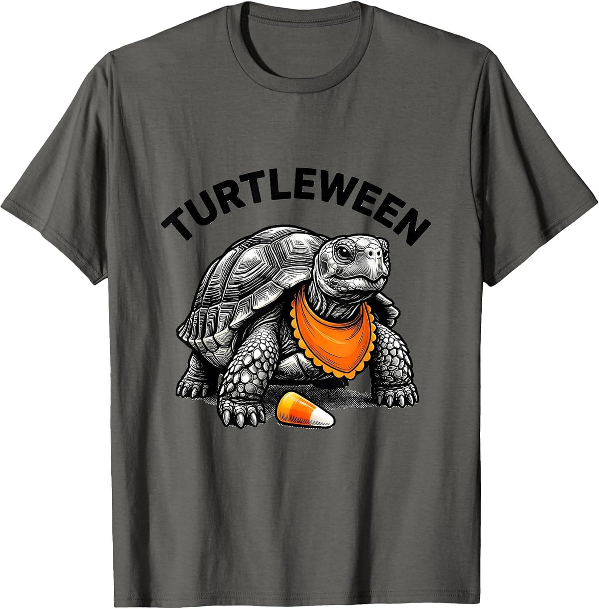 Turtleween Bold Black-and-White Halloween Turtle Costume T-Shirt - Asphalt Grey