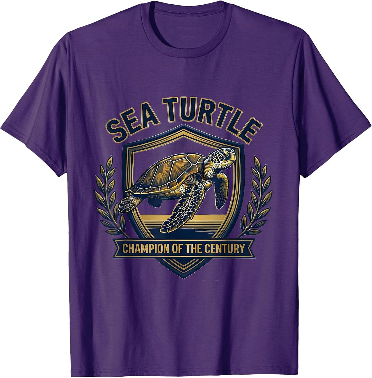 Men's Sea Turtle: Champion of the Century Funny Turtle Lover T-Shirt - Purple