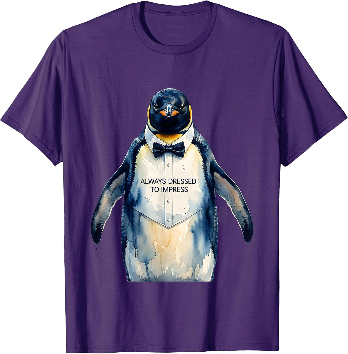 Always Dressed to Impress Penguin Design T-Shirt - Purple