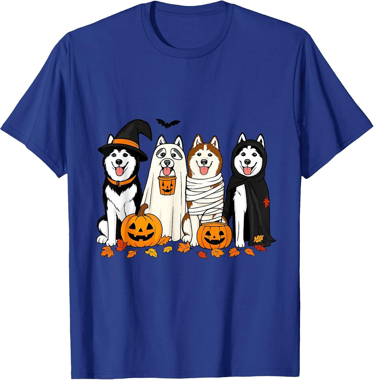 Funny Husky Ghost Dogs Halloween Dog Spooky T-Shirt - Royal Blue