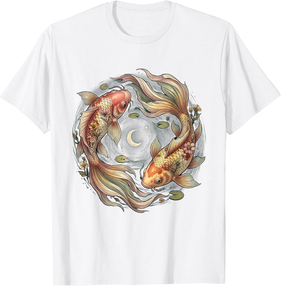 Men's Rainbow Koi Fish Circle LGBT Pride Graphic T-Shirt - White