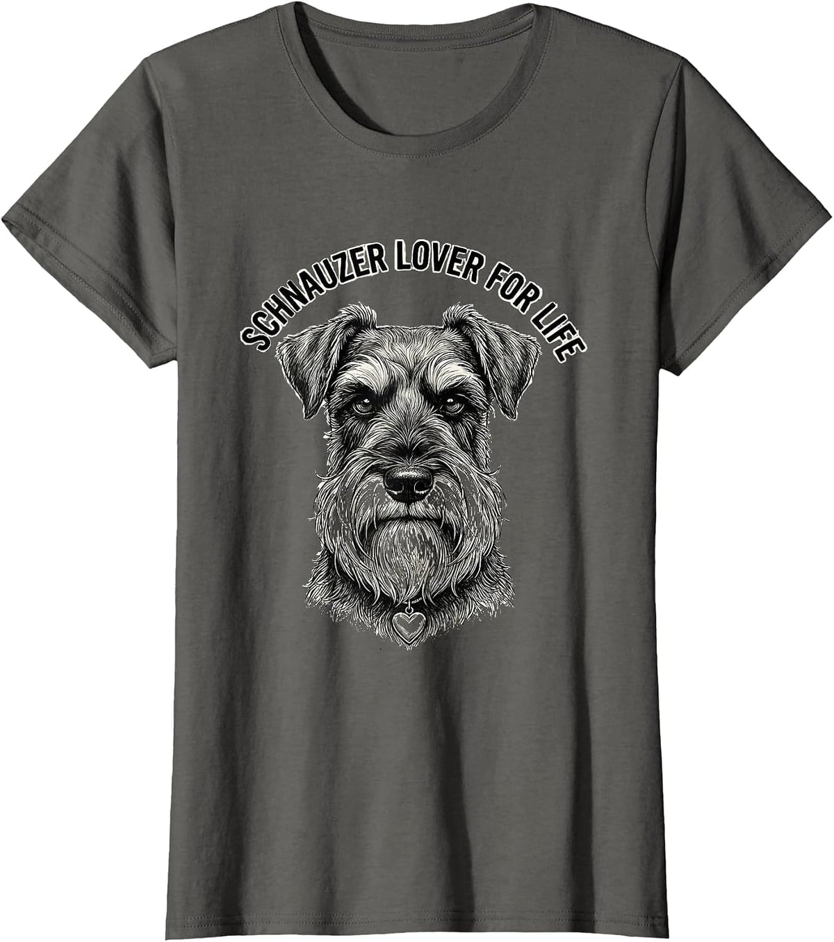 Women's Schnauzer Lover For Life Funny Dog Mom Miniature Schnauzer T-Shirt - Asphalt Grey