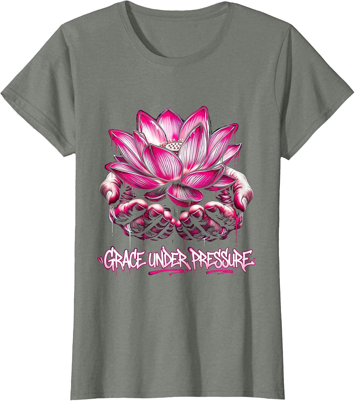 Grace Under Pressure Hospice Nurse Design T-Shirt - Olive Heather