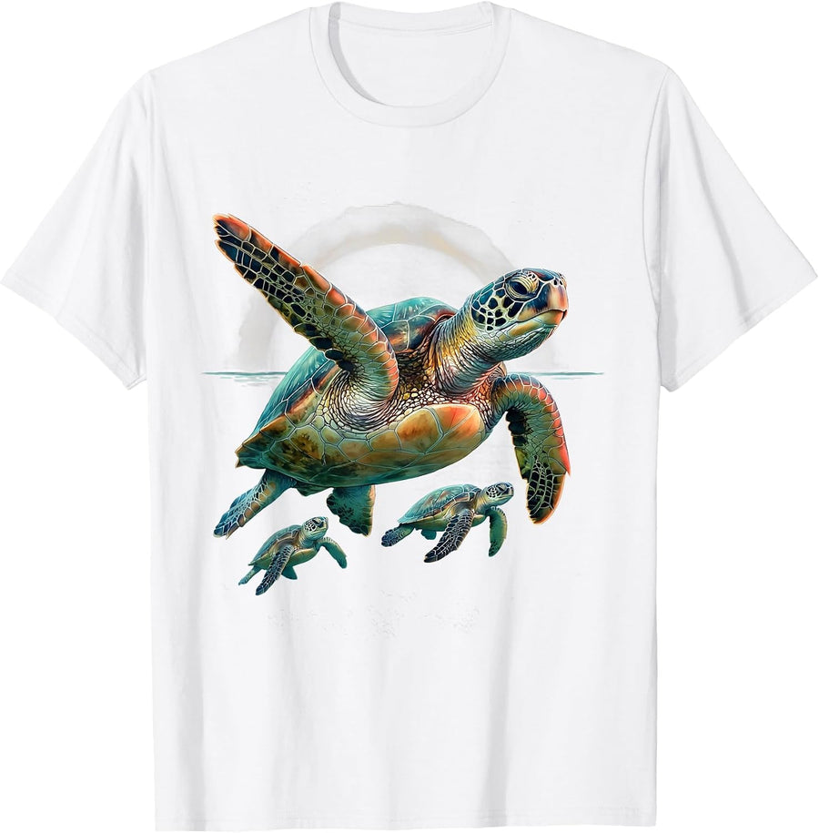 Sea Turtle Watercolor Ocean Animal Vacation Souvenir T-Shirt - White