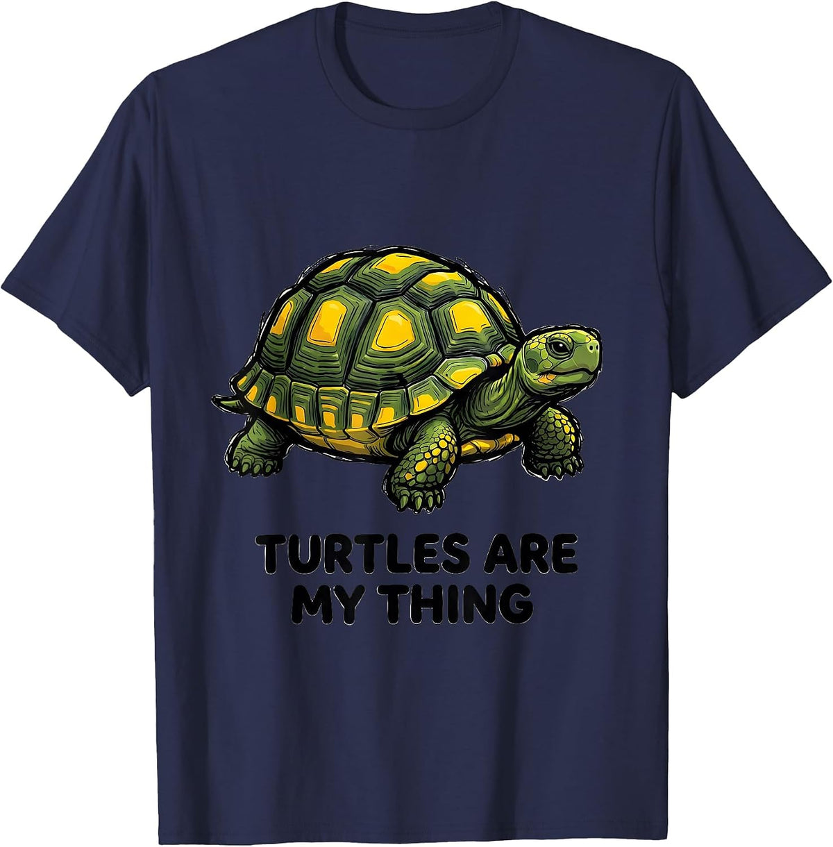 Turtles Are My Thing Funny Turtle Lover Reptile Enthusiast T-Shirt - Navy Blue