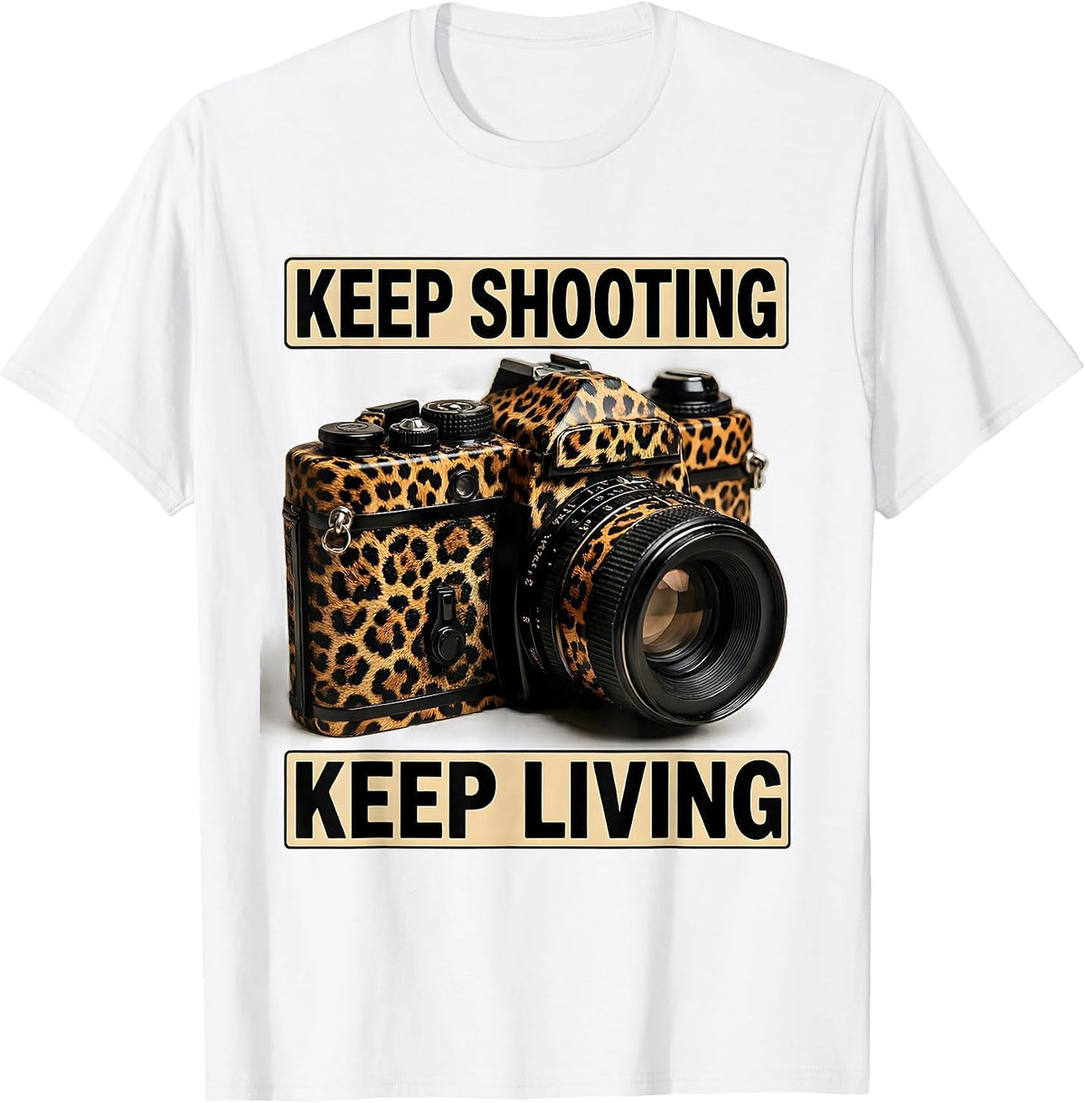 Men's Keep Shooting Keep Living Photography Design T-Shirt - White