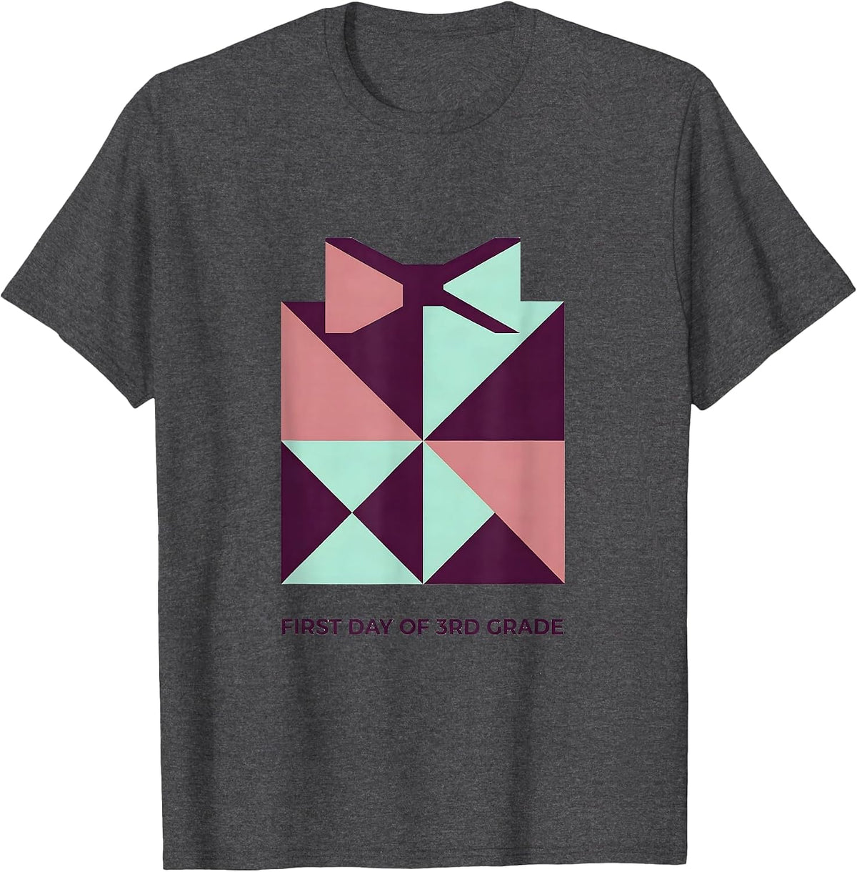 Men's First Day Of 3rd Grade Coquette Bow Back To School Girly T-Shirt - Dark Heather Grey