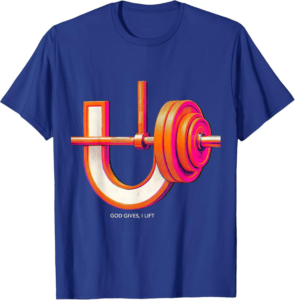 Men's God Gives I Lift Funny Christian Weightlifting Gym Humor T-Shirt - Royal Blue