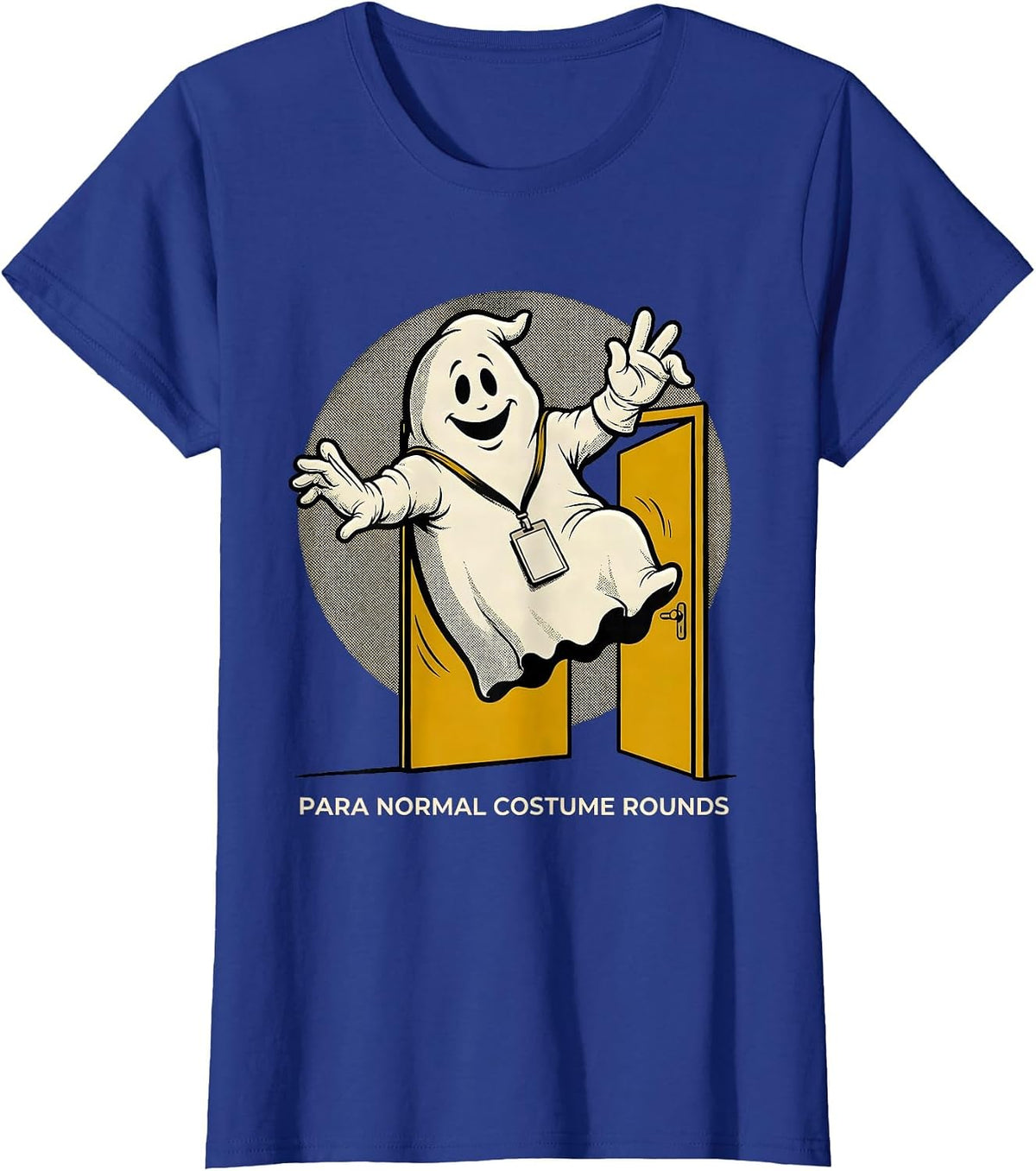 Women's Para Normal Costume Rounds Retro Cartoon Ghost Paraeducator T-Shirt - Royal Blue