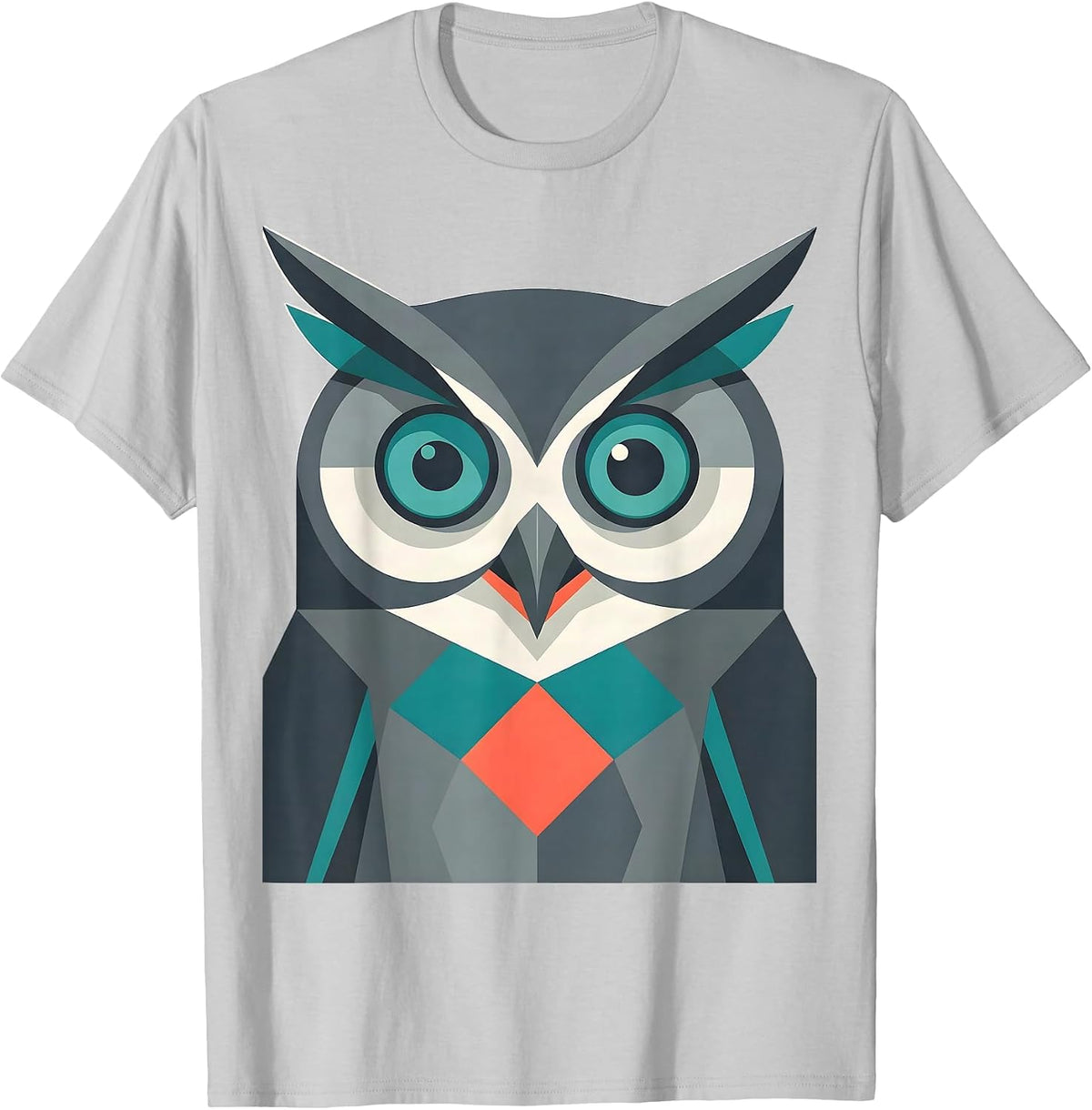 Men's Owl Face Flat Vector Funny Bird Lover Humor T-Shirt - Silver Grey