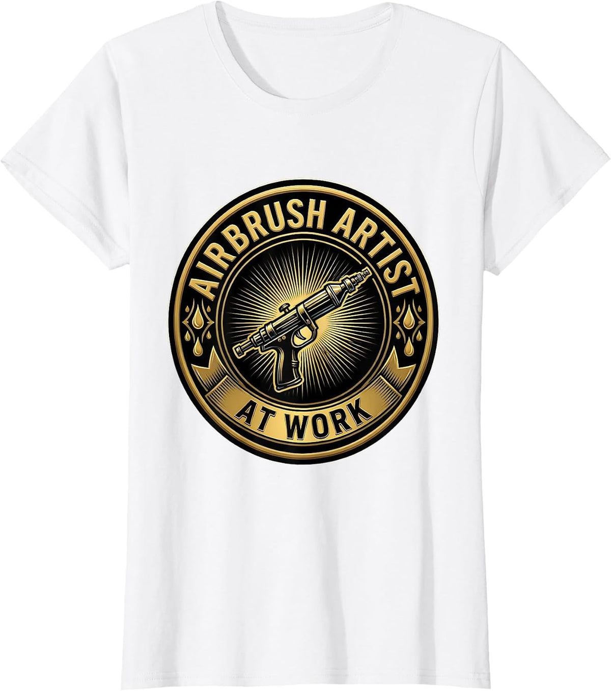 Airbrush Artist At Work Creative Design T-Shirt - White