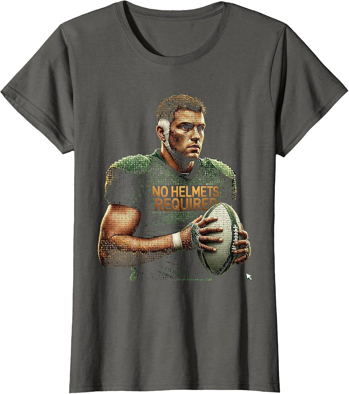 Women's No Helmets Required Ascii Terminal Art South African Rugby T-Shirt - Asphalt Grey