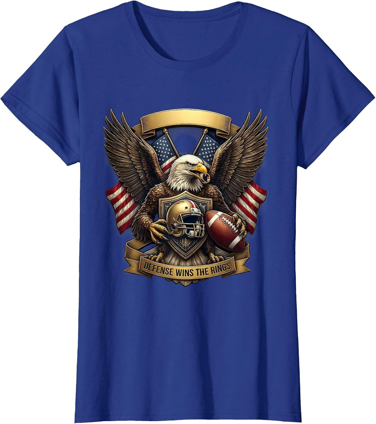 Women's Defense Wins The Rings Football Graphic Design T-Shirt - Royal Blue