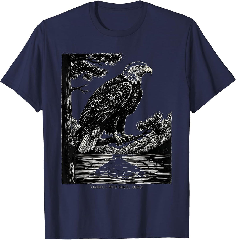 Farewell With Grace Jackie Memorial Tribute Bald Eagle T-Shirt - Navy Blue
