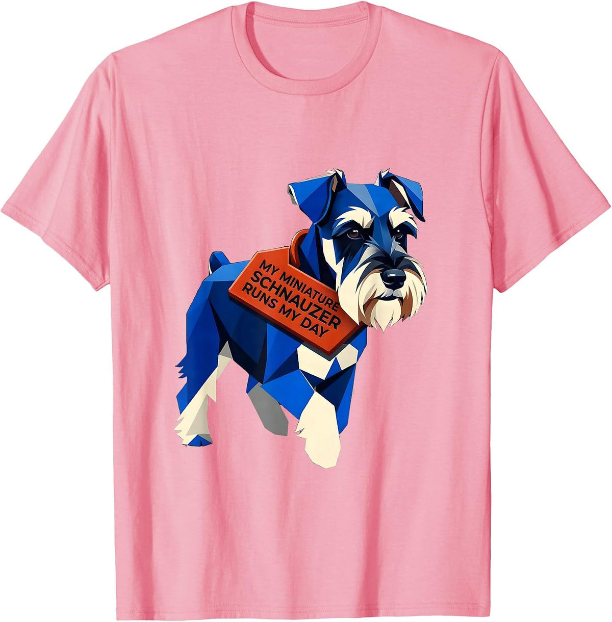Men's My Miniature Schnauzer Runs My Day Funny Dog Owner Humor T-Shirt - Pink
