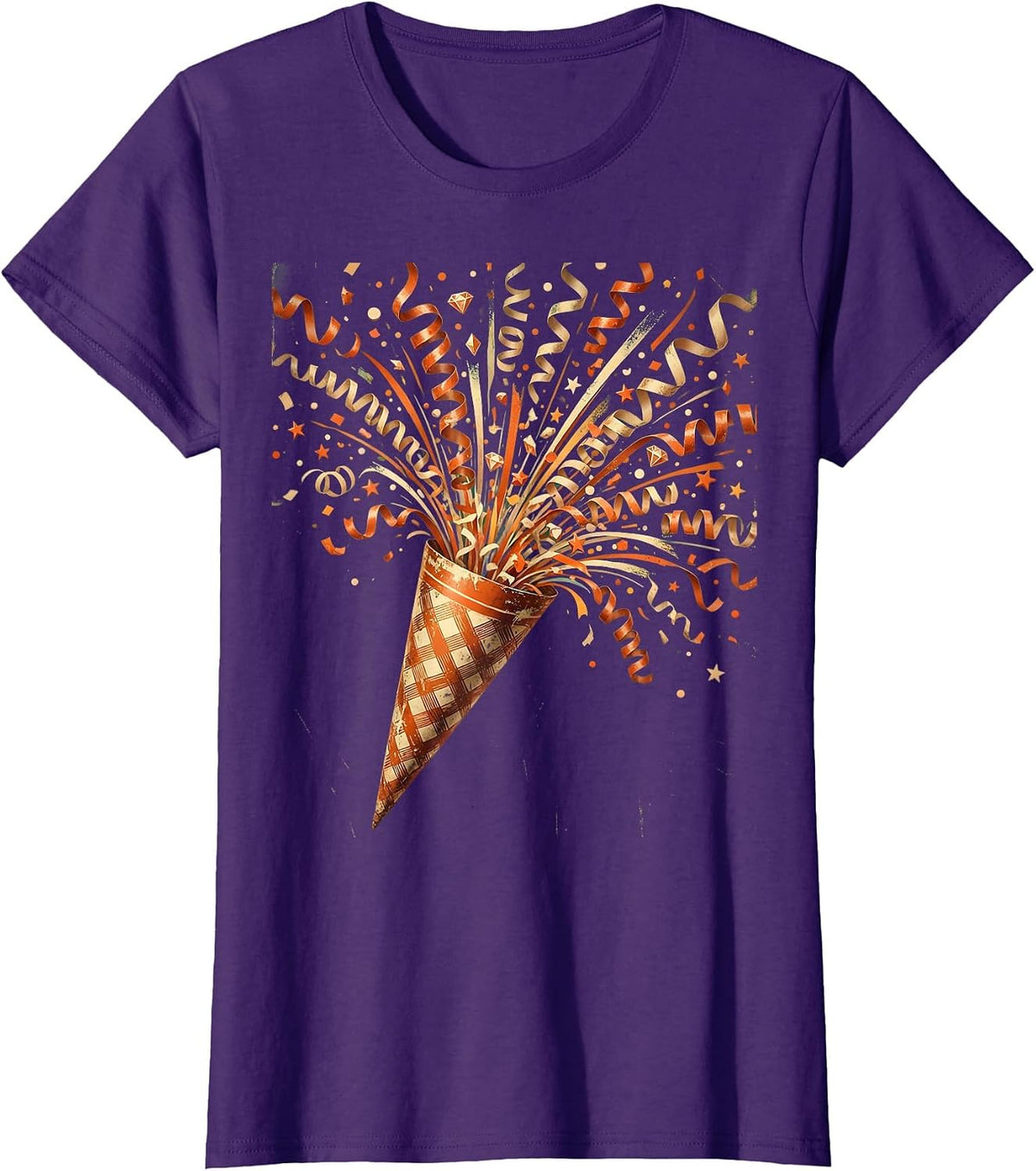 Women's Birthday Party Popper Confetti Celebration Design T-Shirt - Purple