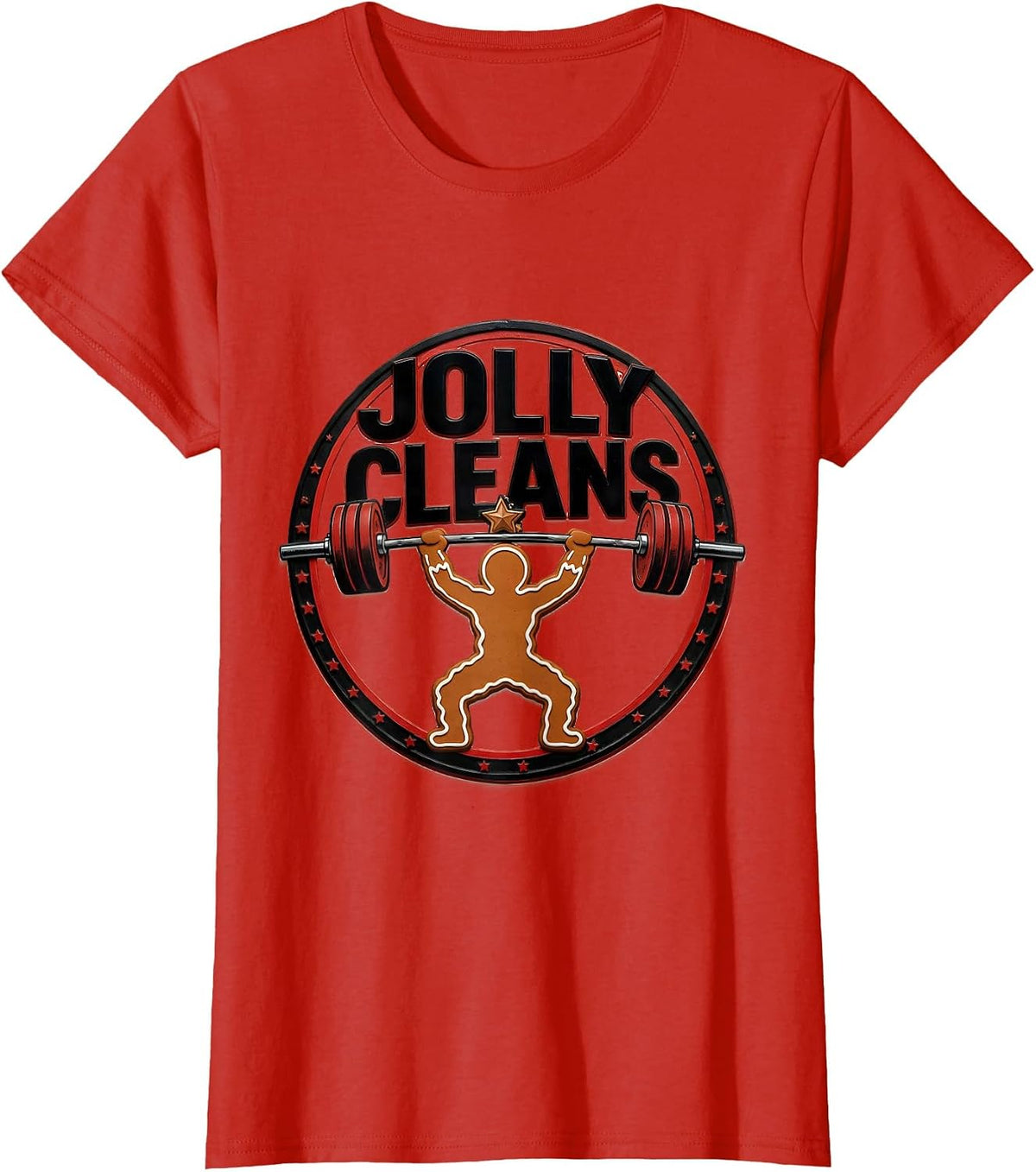 Jolly Cleans Wood Type Letterpress Funny Gym Bodybuilder T-Shirt - Red