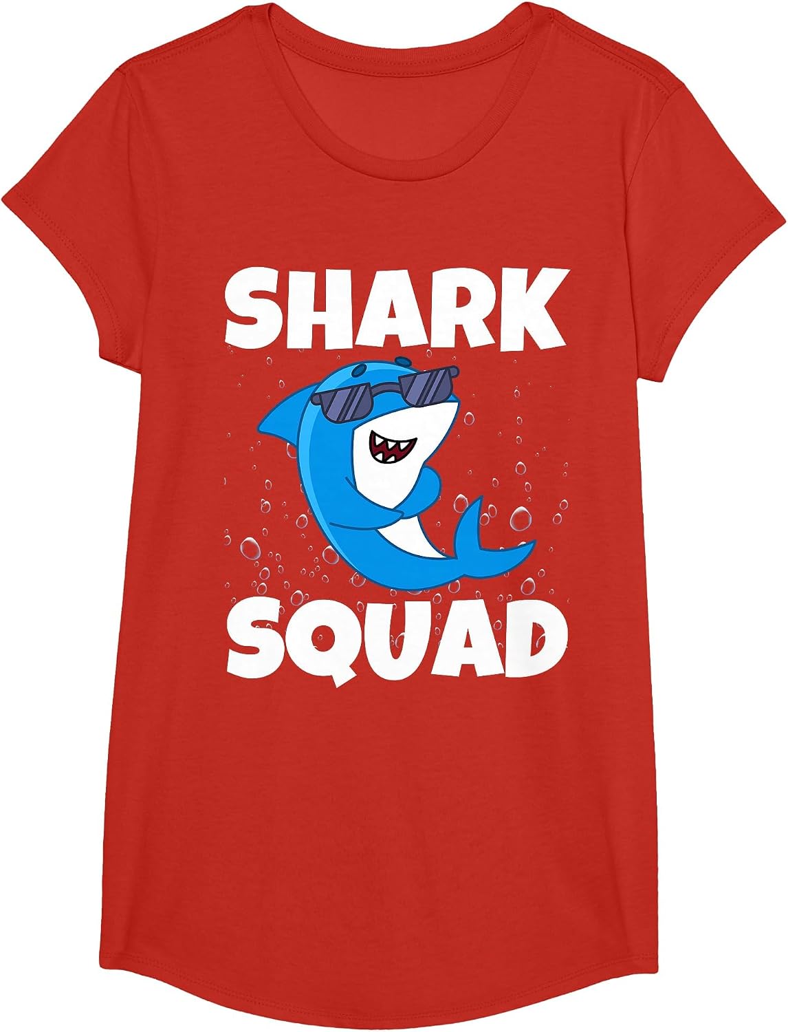 Shark Squad Birthday Boy Girl Family Matching Bday Party Tee T-Shirt - Girls Red