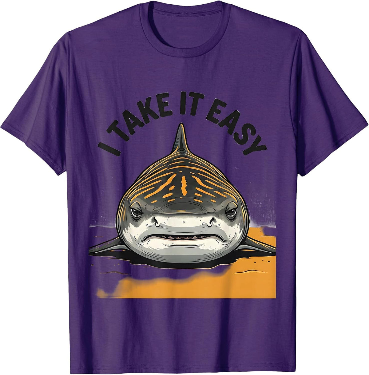 I Take It Easy Funny Zebra Shark Ocean Animal Lover Gift T-Shirt - Purple