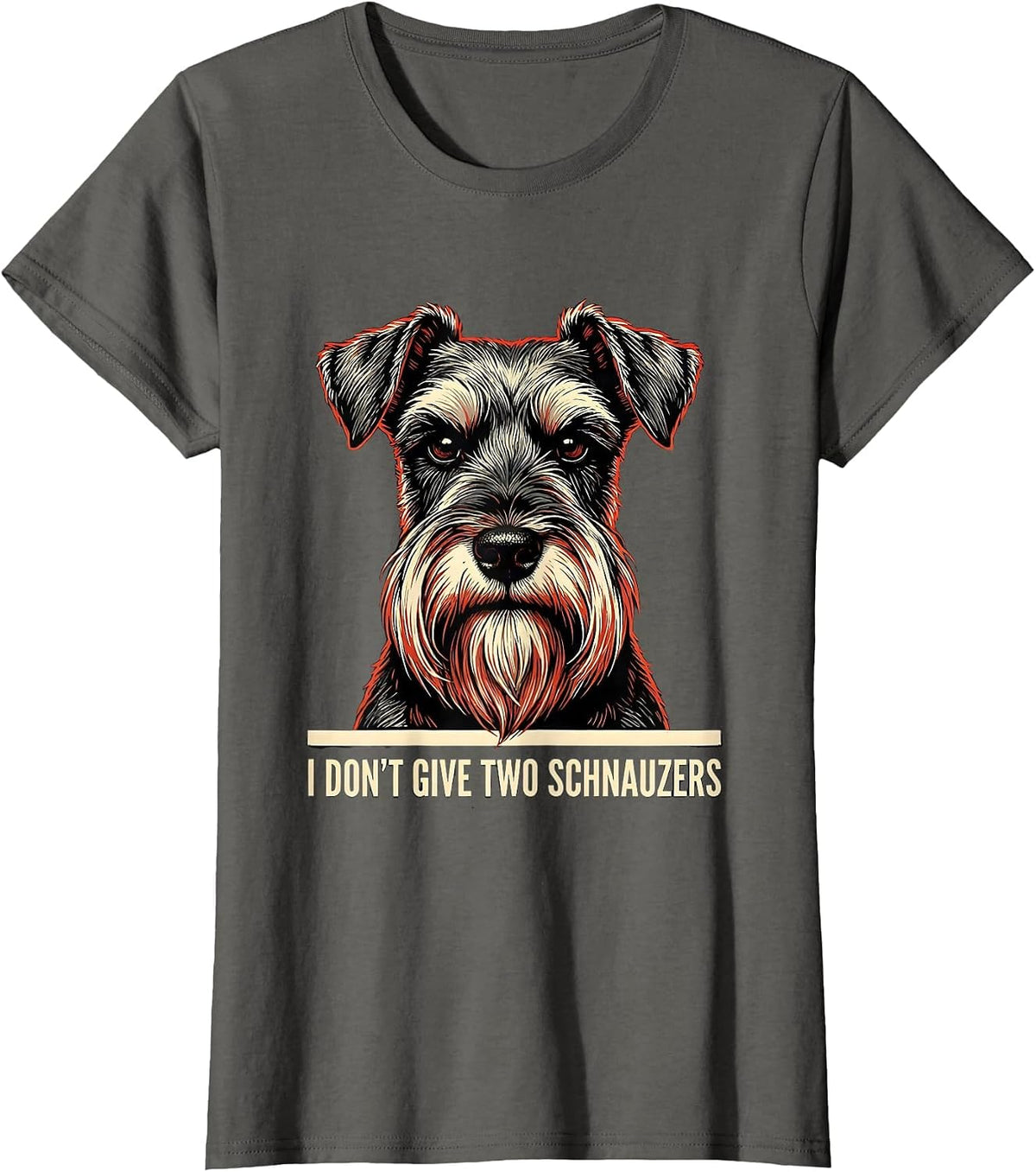 Women's I Don't Give Two Schnauzers Funny Miniature Schnauzer Lover T-Shirt - Asphalt Grey