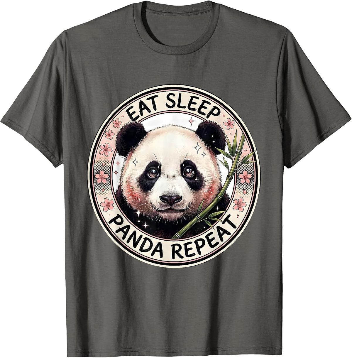 Eat Sleep Panda Repeat Funny Panda Lover Design T-Shirt - Asphalt Grey