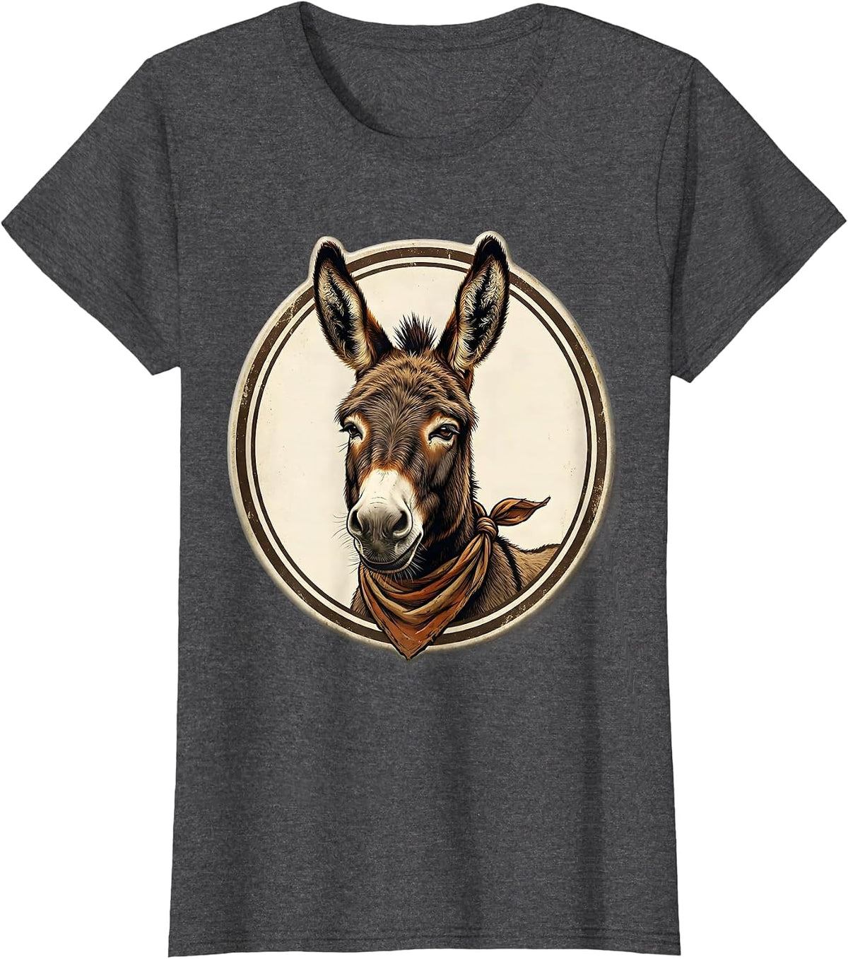 Women's Sealed Donkey Portrait Vintage Animal Lover Halloween Humor T-Shirt - Dark Heather Grey