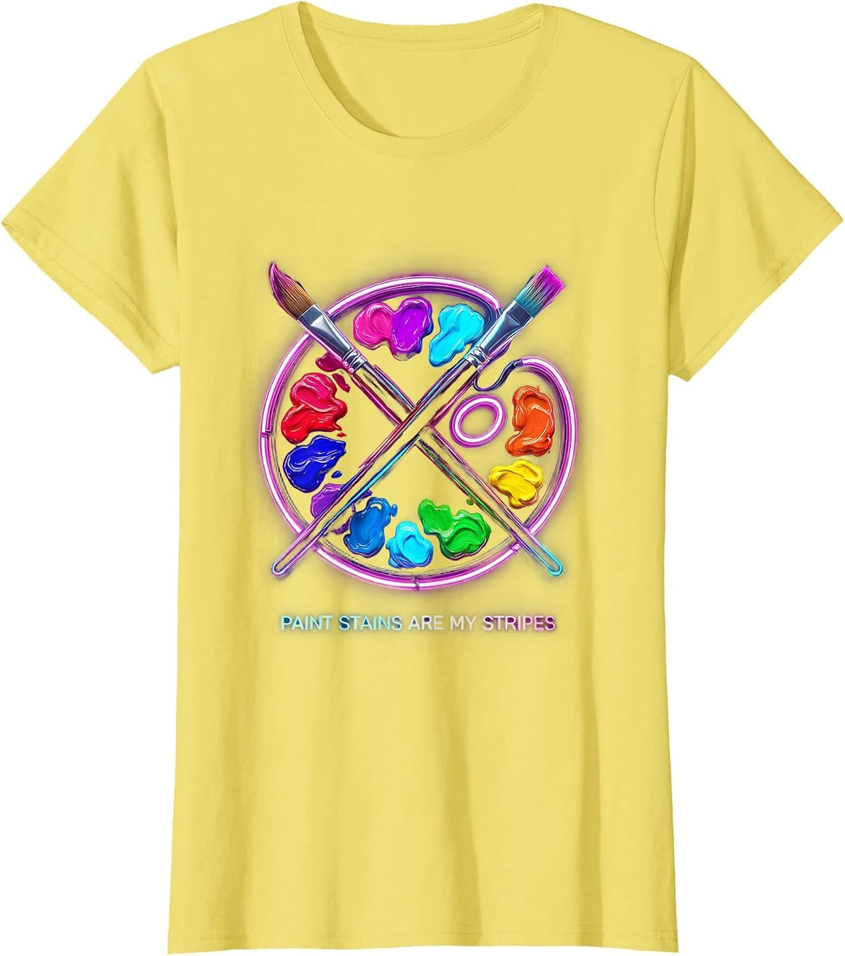 Paint Stains Are My Stripes Preschool Teacher T-Shirt - Lemon Yellow