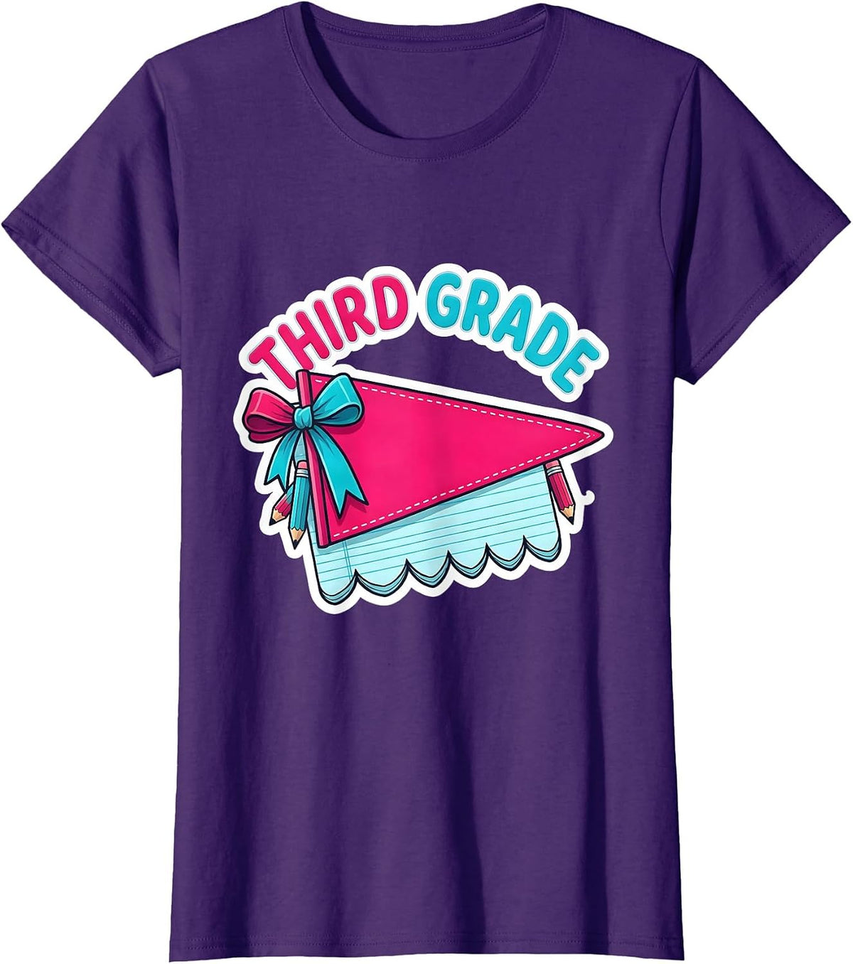 Women's Third Grade Cute Pennant Back To School Girls Third Grade T-Shirt - Purple
