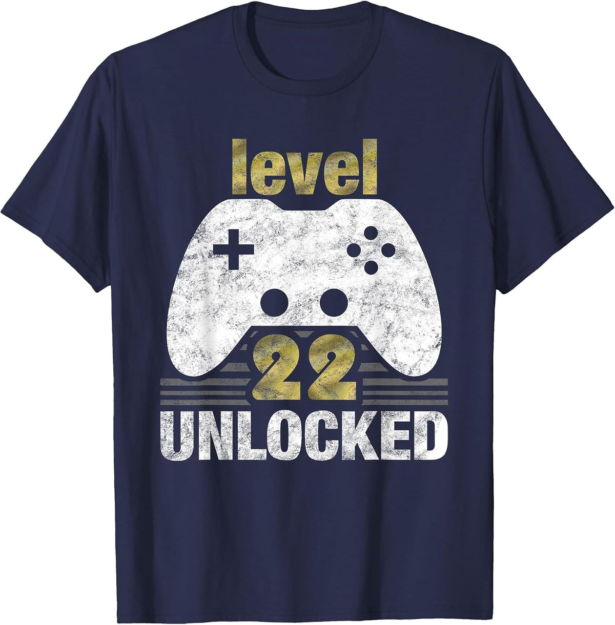 Level 22 Unlocked 22nd Birthday Gamer Men T-Shirt - Navy Blue
