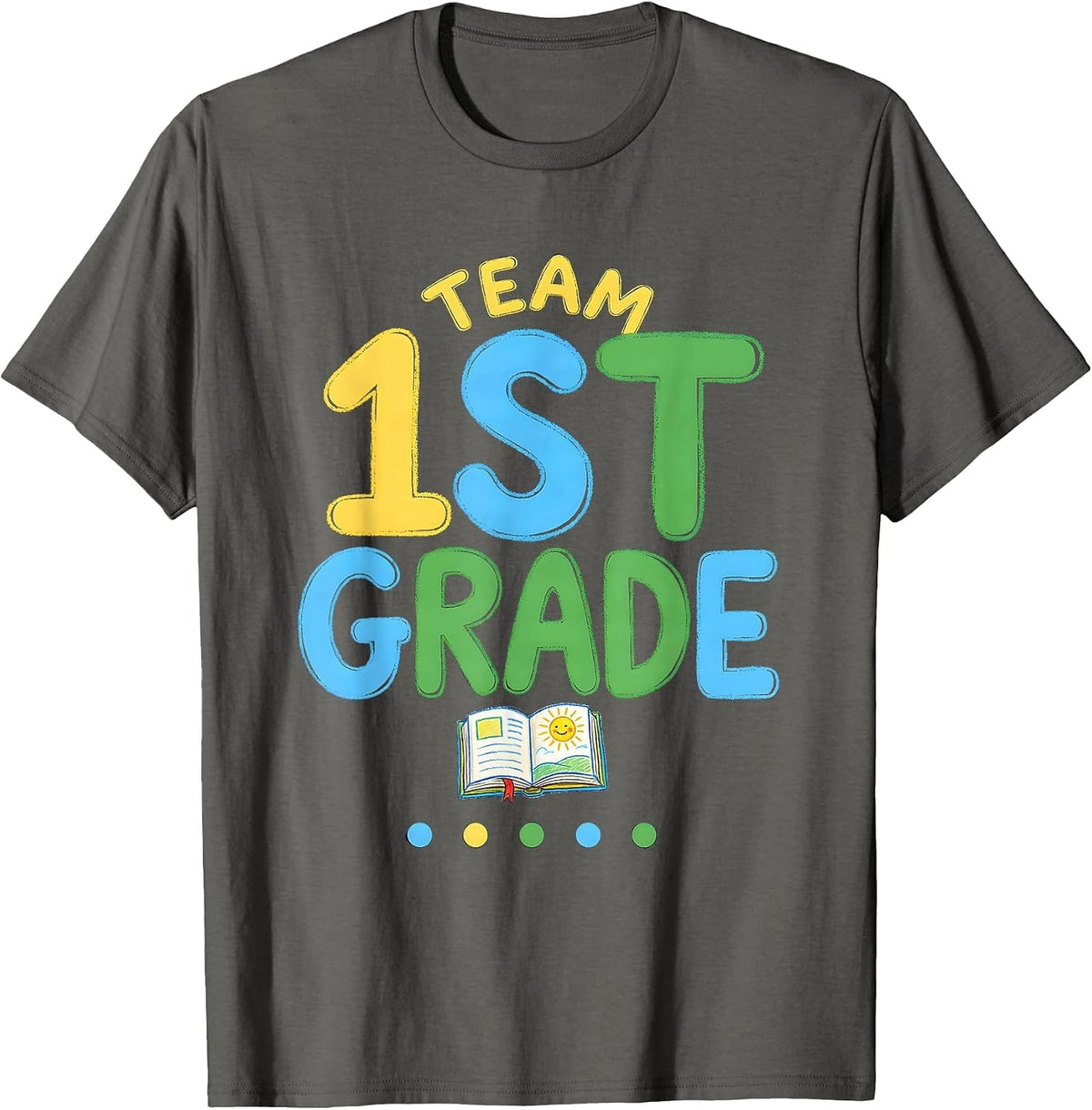 Team First Grade Naive Kidcore Back To School Teacher T-Shirt - Asphalt Grey