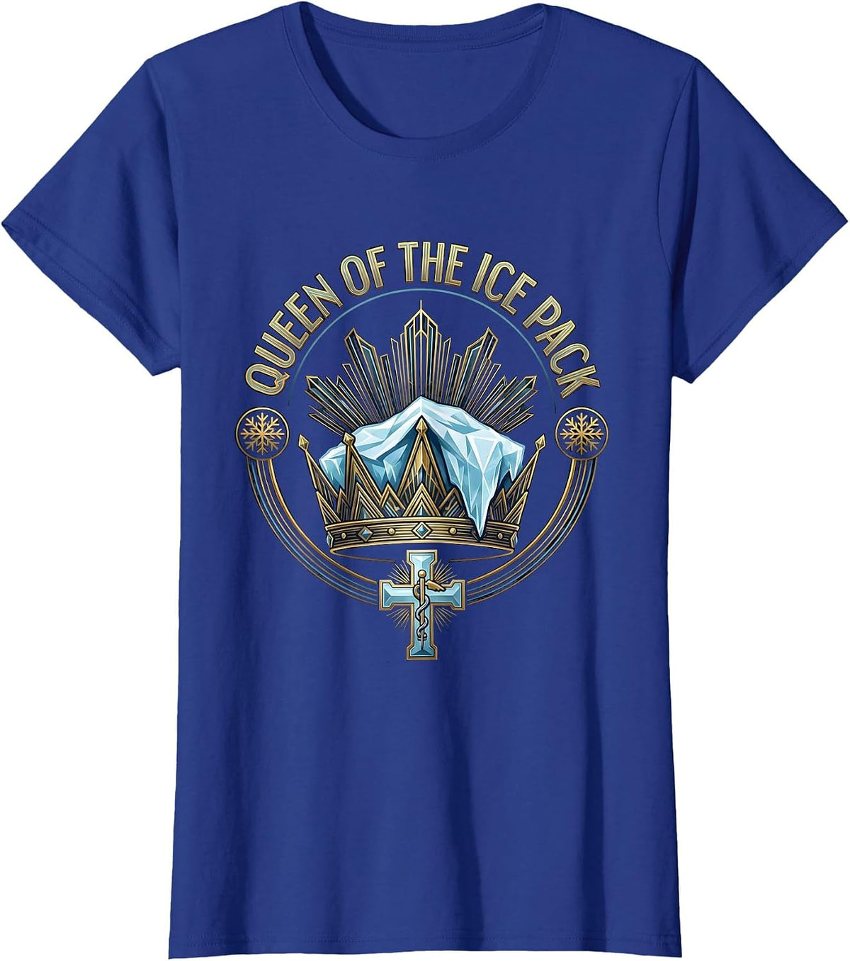 Women's Queen of the Ice Pack School Nurse Design T-Shirt - Royal Blue