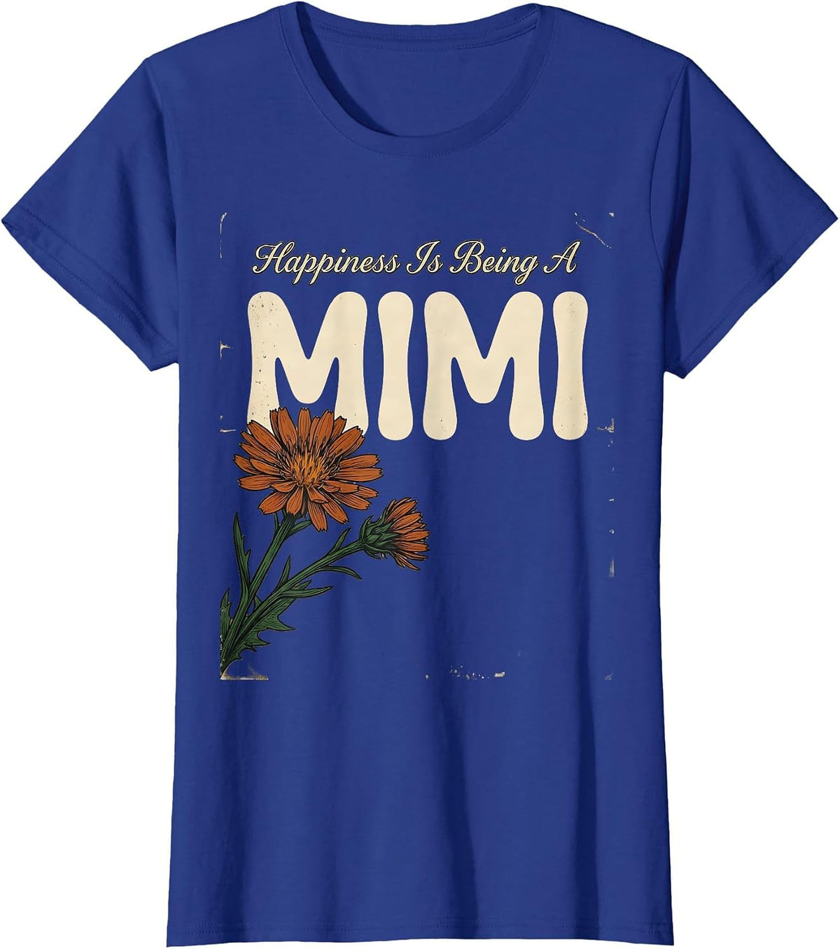 Women's Happiness Is Being A Mimi Vintage Grandma Mother's Day T-Shirt - Royal Blue