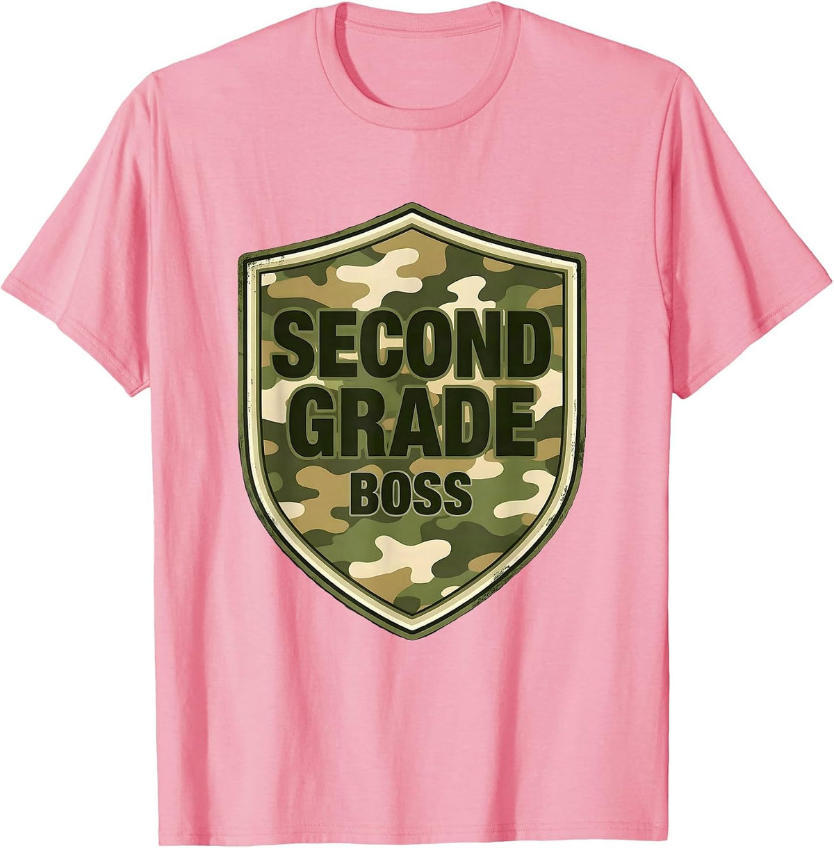 Men's Second Grade Boss Camo Back To School Boy Teacher First Day T-Shirt - Pink