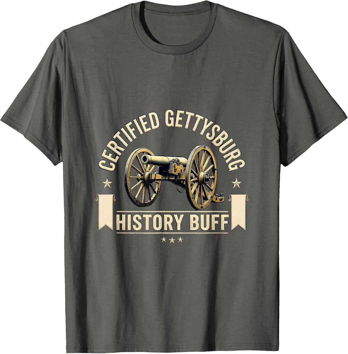 Certified Gettysburg History Buff Civil War Reenactor T-Shirt - Asphalt Grey