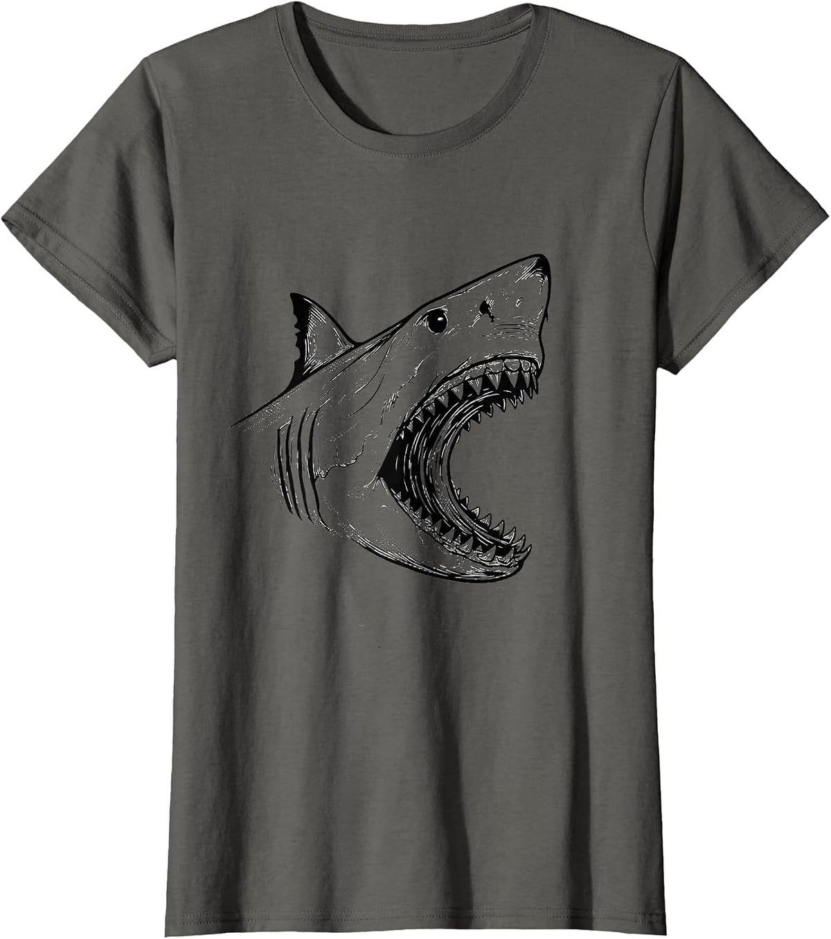 Women's Shark Jaw Line Art Funny Halloween Costume T-Shirt - Asphalt Grey