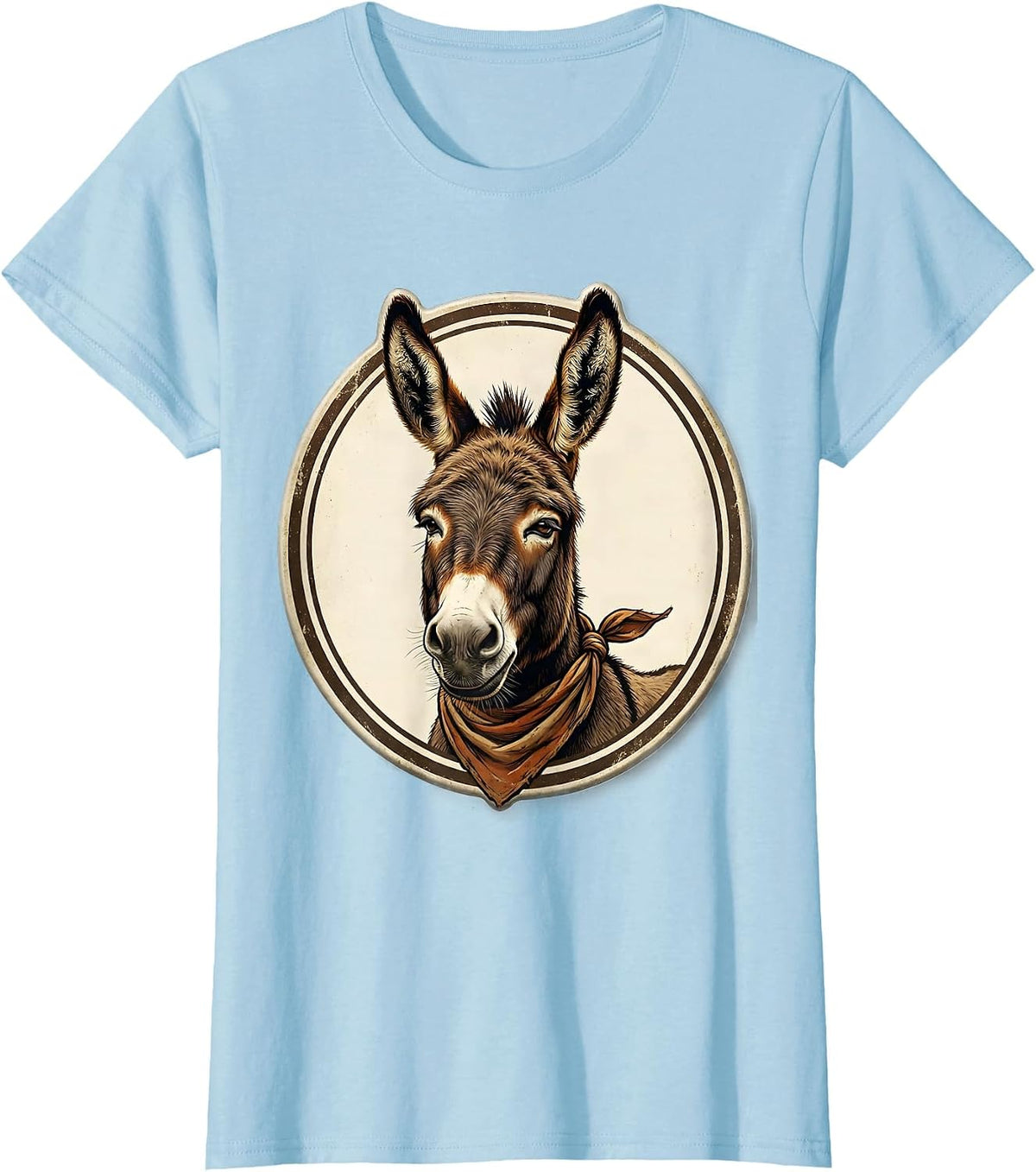 Women's Sealed Donkey Portrait Vintage Animal Lover Halloween Humor T-Shirt - Baby Blue