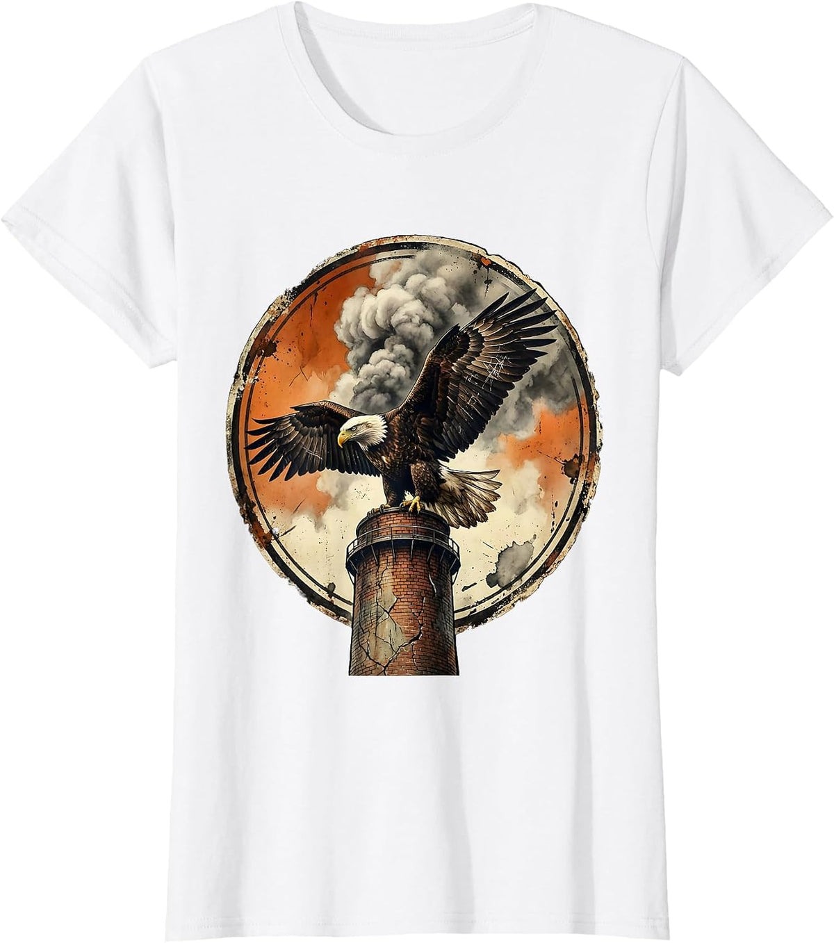 Milwaukee Bald Eagle Industrial Smokestack Design T-Shirt - White