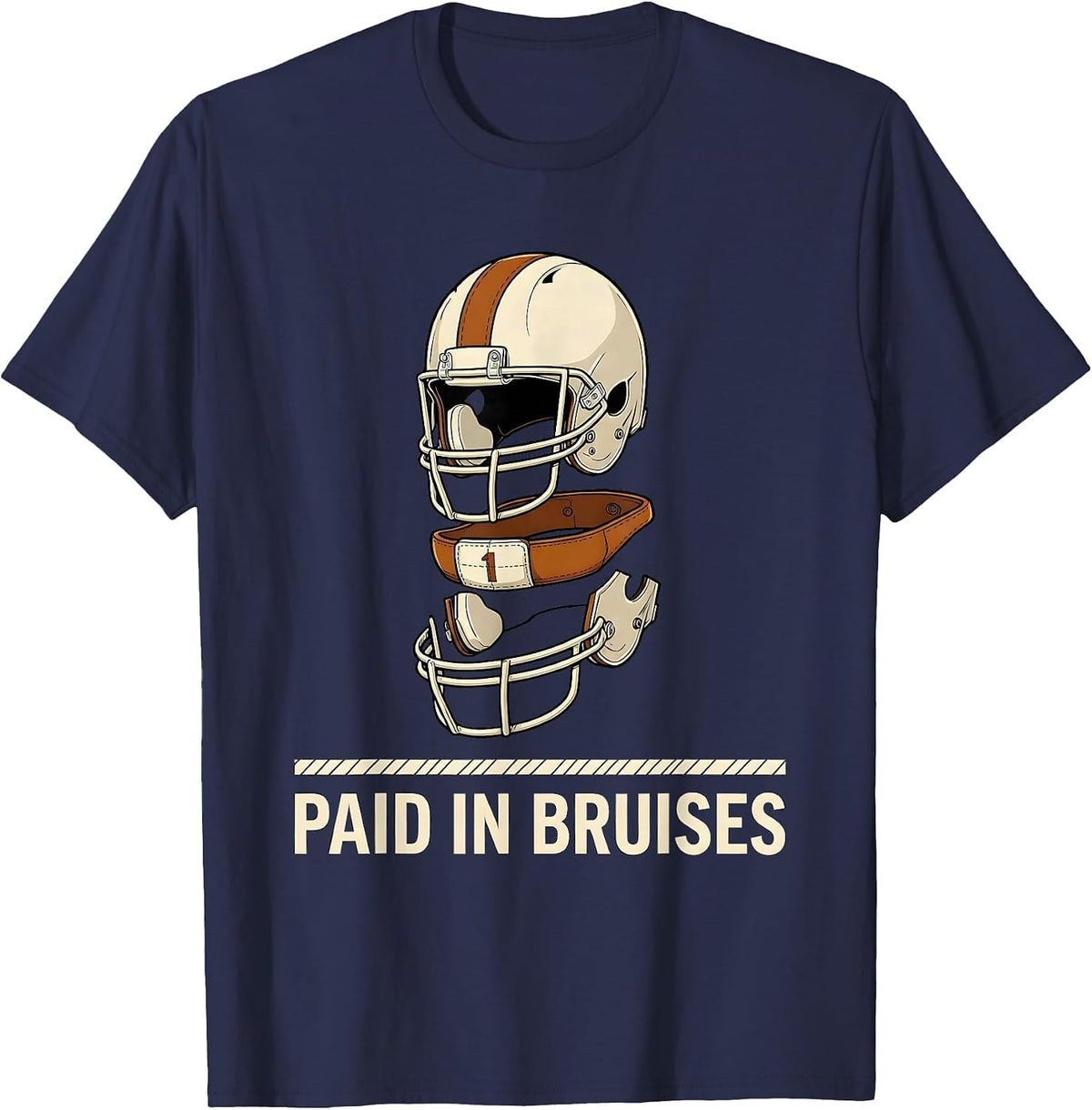 Men's Paid In Bruises Exploded View Technical Football Lineman T-Shirt - Navy Blue